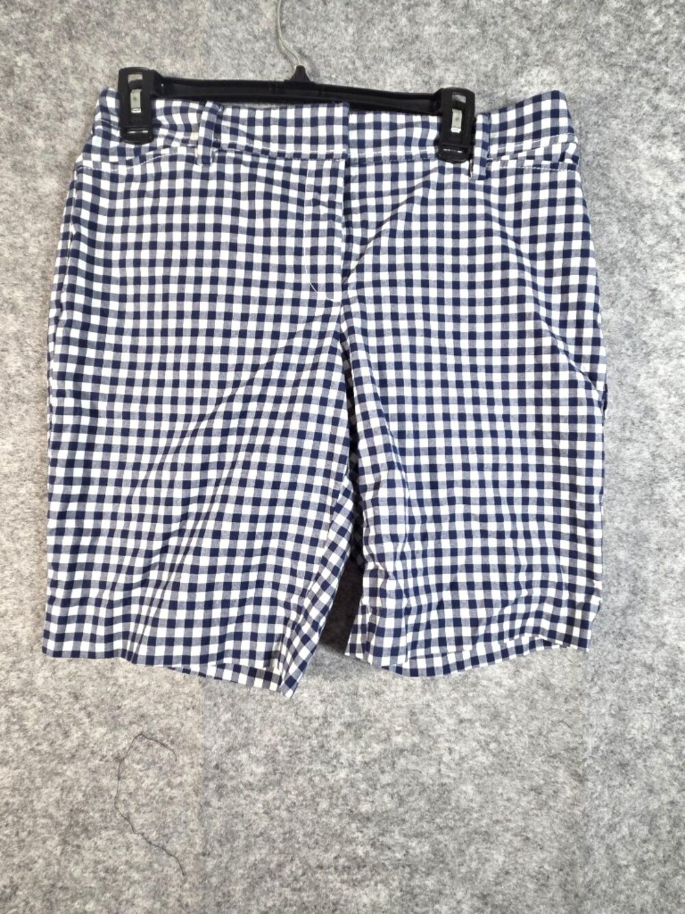 Talbots Gingham Bermuda Shorts Navy White Size 8 Preppy Coastal Chino